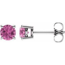 14K White 5 mm Natural Pink Sapphire Stud Earrings 1874:70004:P