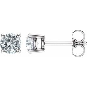 14K White 5 mm Natural White Sapphire Stud Earrings 1874:70160:P
