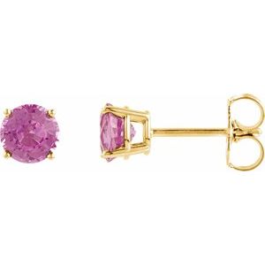 14K Yellow 4 mm Natural Pink Tourmaline Stud Earrings 1874:70099:P
