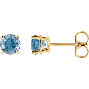 14K Yellow 4 mm Natural Swiss Blue Topaz Stud Earrings 1874:70111:P