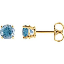 14K Yellow 4 mm Natural Swiss Blue Topaz Stud Earrings 1874:70111:P