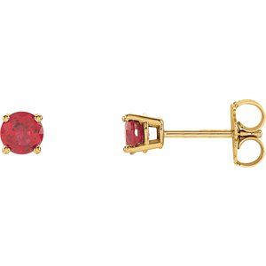 14K Yellow 4 mm Lab-Grown Ruby Stud Earrings 1874:70171:P