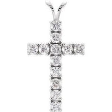 14K White 1 1/5 CTW Natural Diamond Cross Pendant R8041D:61711:P