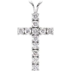 14K White 1 1/5 CTW Lab-Grown Diamond Cross Pendant