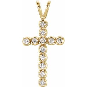 14K Yellow 1/8 CTW Natural Diamond Cross Pendant R8043D:66153:P