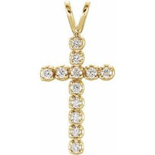 14K Yellow 1/8 CTW Natural Diamond Cross Pendant R8043D:66153:P