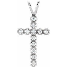 14K White 1/8 CTW Natural Diamond Cross Pendant R8043D:66154:P