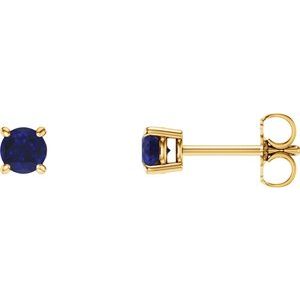 14K Yellow 4 mm Lab-Grown Blue Sapphire Stud Earrings 1874:70177:P
