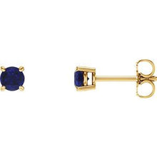 14K Yellow 4 mm Lab-Grown Blue Sapphire Stud Earrings 1874:70177:P