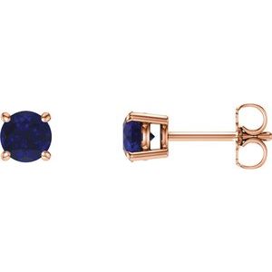 14K Rose 5 mm Lab-Grown Blue Sapphire Stud Earrings 1874:70188:P