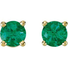 14K Yellow 4 mm Lab-Grown Emerald Earrings 68619:106:P