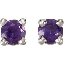 14K White 3 mm Natural Amethyst Earrings 68619:113:P