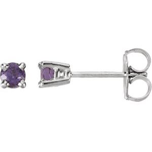 14K White 3 mm Natural Amethyst Earrings 68619:113:P