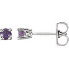 14K White 3 mm Natural Amethyst Earrings 68619:113:P