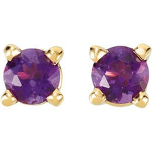 14K Yellow 3 mm Natural Amethyst Earrings 68619:117:P
