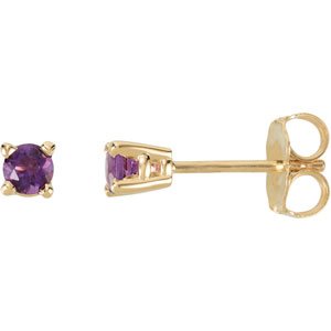 14K Yellow 3 mm Natural Amethyst Earrings 68619:117:P