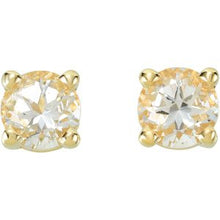 14K Yellow 4 mm Natural White Sapphire Earrings 68619:119:P