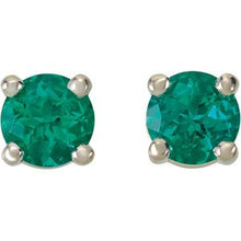 14K White 4 mm Lab-Grown Emerald Earrings 68619:124:P