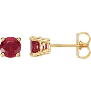 14K Yellow 5 mm Lab-Grown Ruby Earrings 68619:125:P