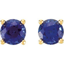14K Yellow 5 mm Lab-Grown Blue Sapphire Earrings 68619:131:P