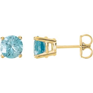 14K Yellow 6 mm Natural Blue Zircon Earrings 68619:104:P