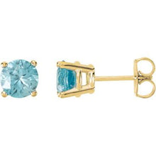 14K Yellow 6 mm Natural Blue Zircon Earrings 68619:104:P