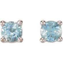 14K White 3 mm Natural Blue Aquamarine Earrings 68619:121:P