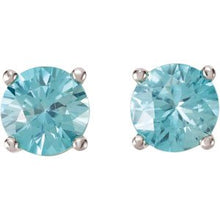 14K White 6 mm Natural Blue Zircon Earrings 68619:122:P