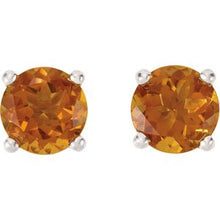 14K White 6 mm Natural Citrine Earrings 68619:127:P