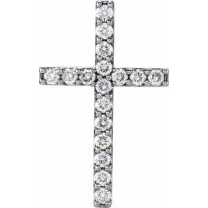 14K White 1/2 CTW Natural Diamond Petite Cross Pendant R42157:6001:P