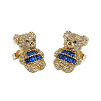 10k Gold CZ Blue Earring