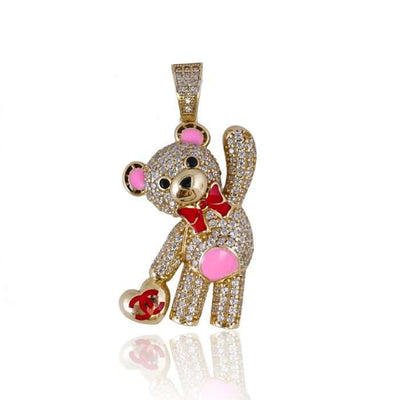 10k Gold Love Bear Heart Pendant