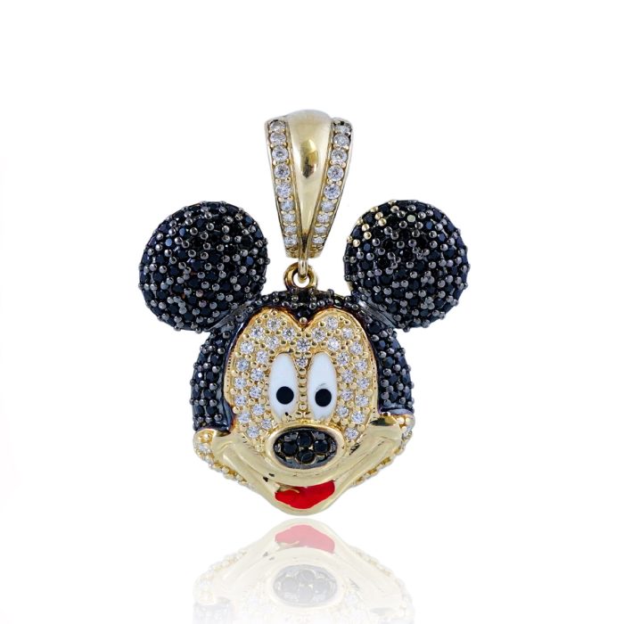 10k Gold CZ Mickey Mouse Pendant
