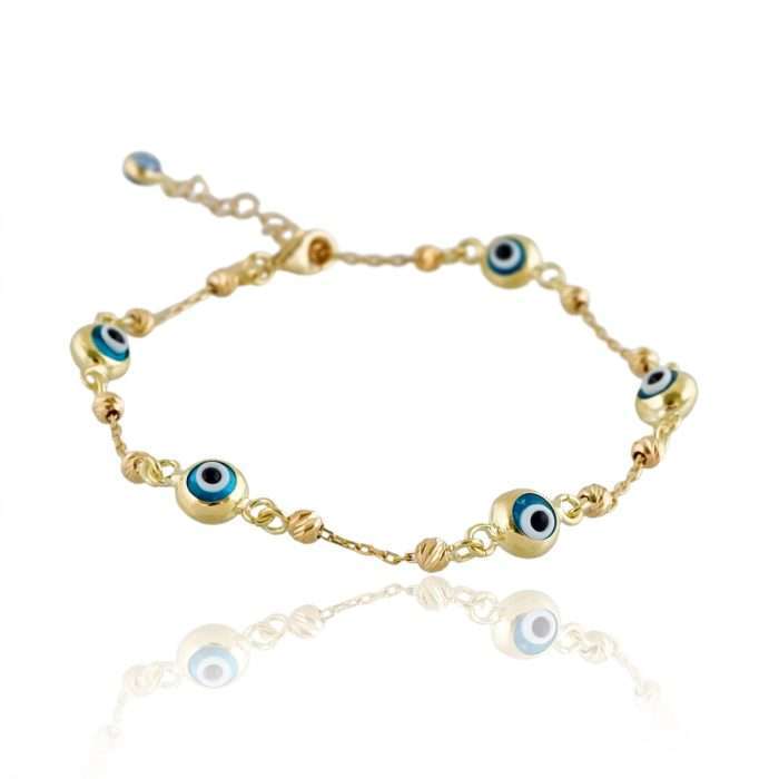 14k Blue Evil Eye Bracelet