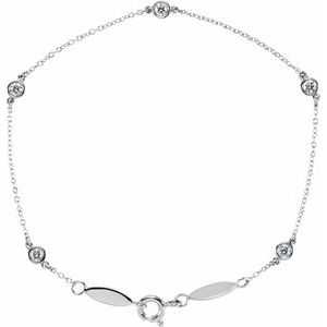 14K White 1/3 CTW Lab-Grown Diamond Bezel-Set Station 7" Bracelet 651577:LG601:P