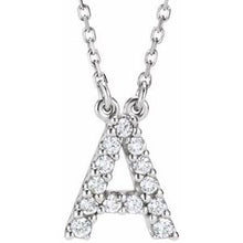 14K White 1/8 CTW Natural Diamond Initial A 16