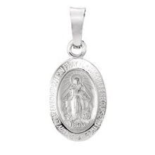 14K White 15x11 mm Oval Miraculous Medal R5020:304416:P