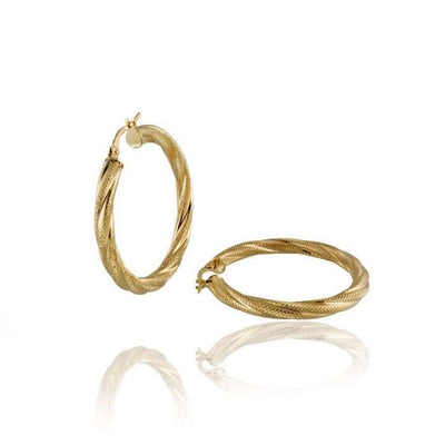 14k Yellow Gold Twisted Hoop Earrings