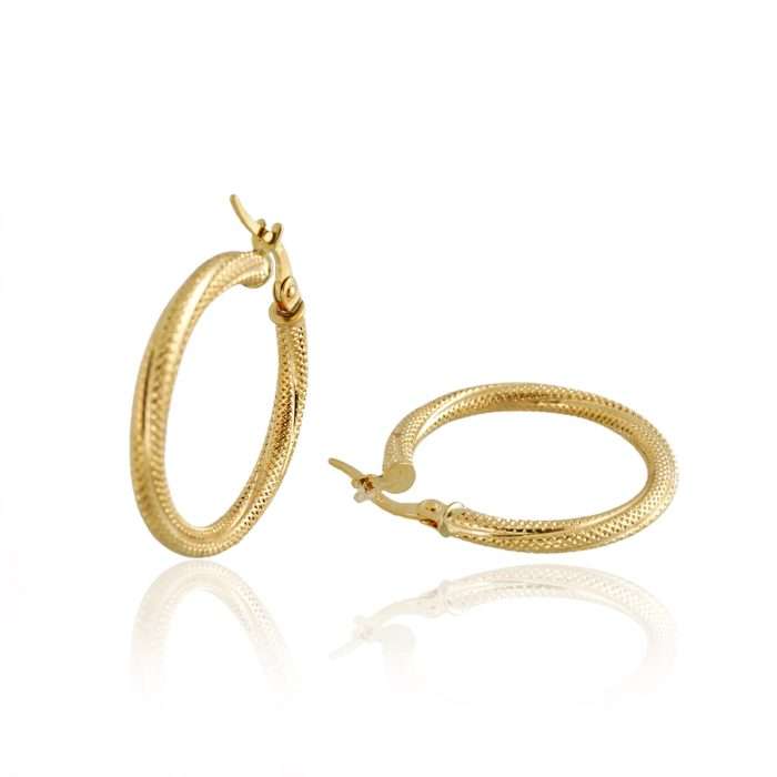 14k Yellow Gold Twisted Hoop Earrings