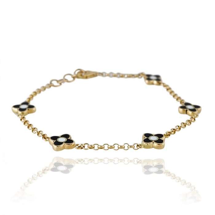 14k Gold Rollo Black Flow Bracelet