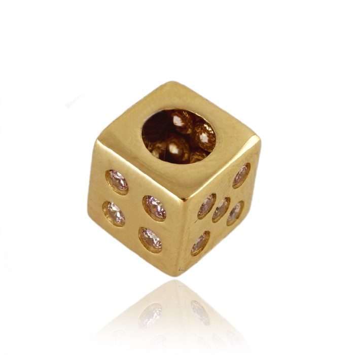 10k Yellow Gold Cube Dice Charm