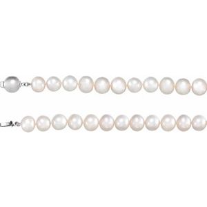 Sterling Silver Cultured White Freshwater Pearl 18" Necklace