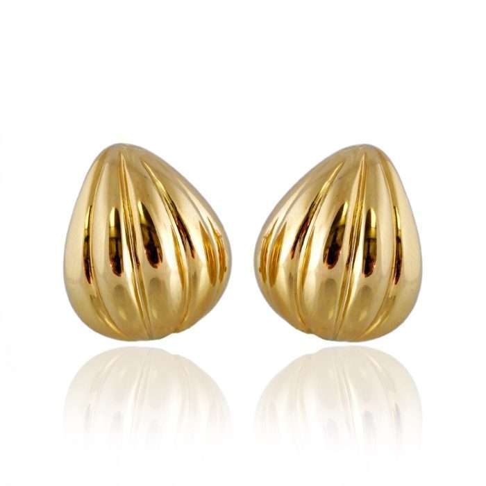 14k Yellow Gold Hollow Shell Earrings