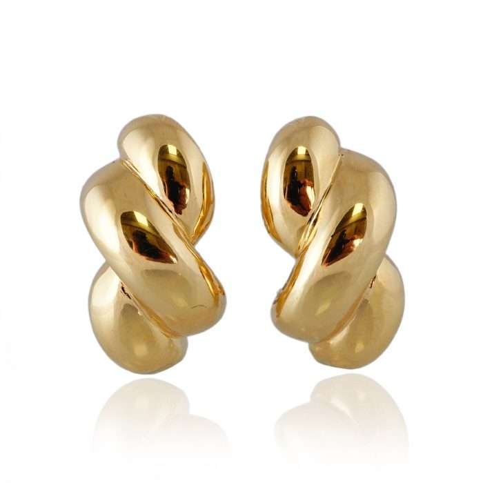 14k Yellow Gold Hollow Twisted Earrings