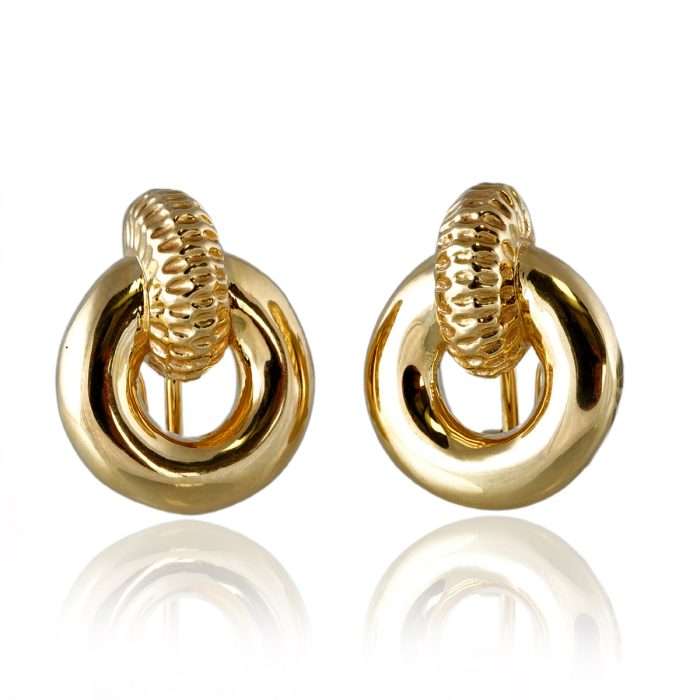 14k Yellow Gold Hollow Link Earrings