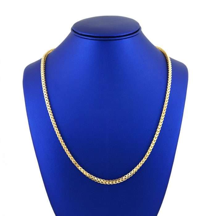 14k Yellow Gold Franco Solid Square Necklace