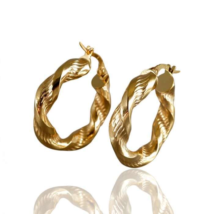 10k Yellow Gold Twisted Hoops