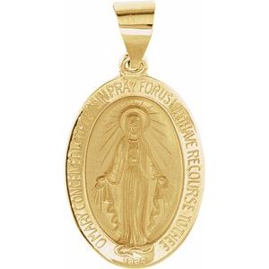 14K Yellow 19x13.5 mm Oval Hollow Miraculous Medal R45333:103:P