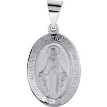 14K White 19x13.5 mm Oval Hollow Miraculous Medal R45333:104:P