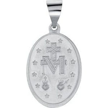 14K White 19x13.5 mm Oval Hollow Miraculous Medal R45333:104:P